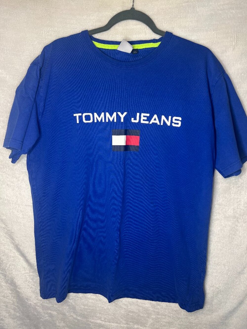 Blue Tommy jeans logo t shirt Sz L